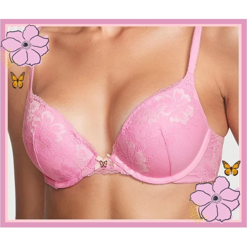 NWT Victoria’s Secret Lace Body By Victoria Pink Bra Size 36C